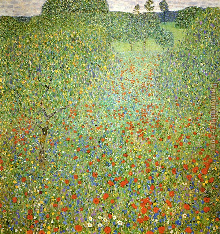 Poppy Field painting - Gustav Klimt Poppy Field art painting